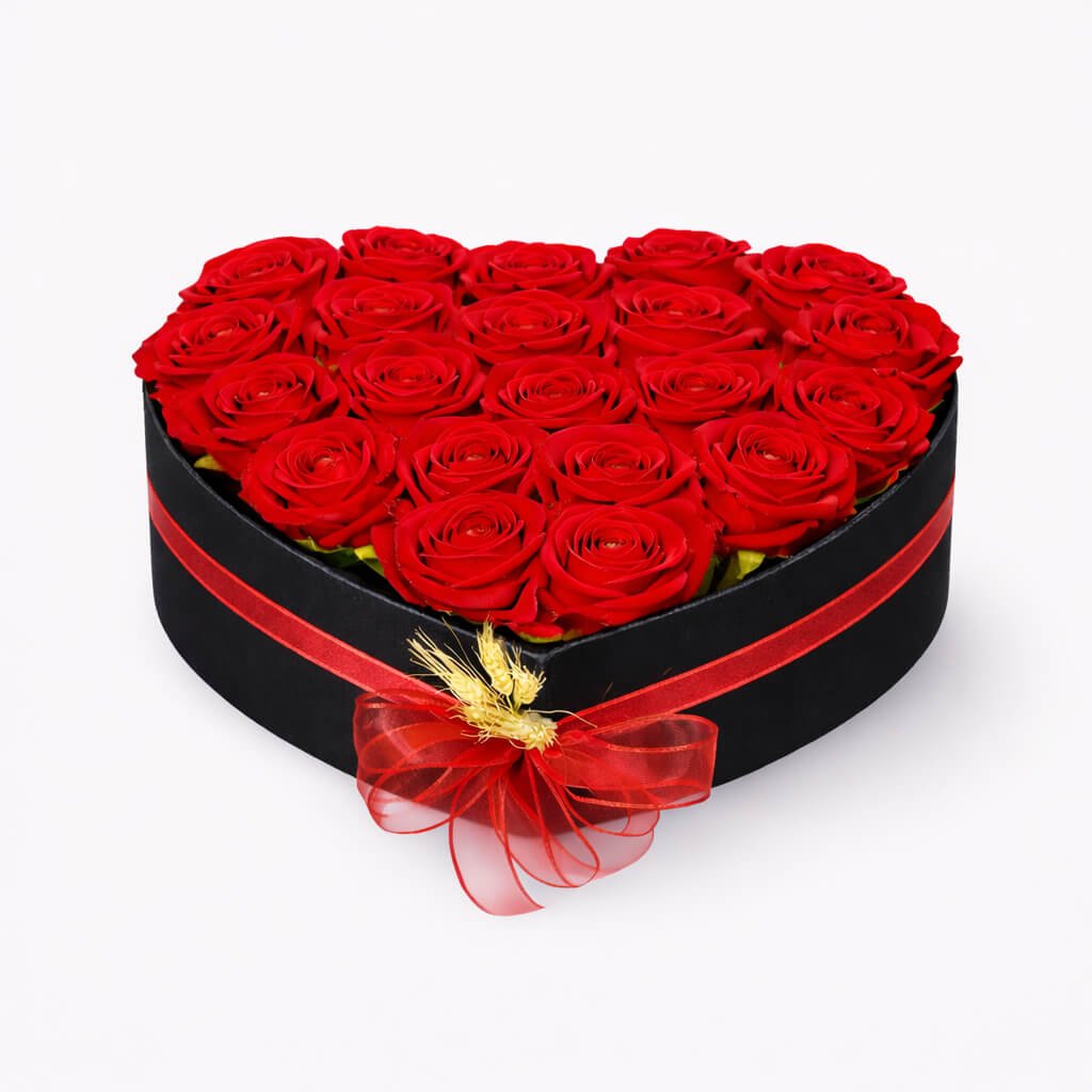 Kalpli Kutuda 21'li Kırmızı Gül