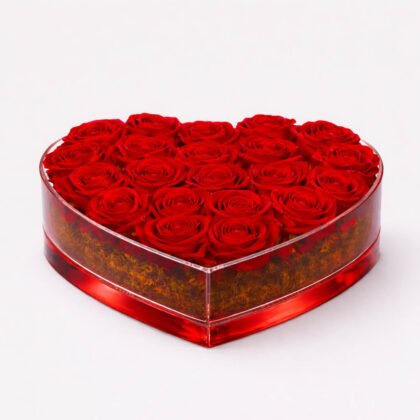 Cam Kalpli Vazoda 21’li Kırmızı Gül